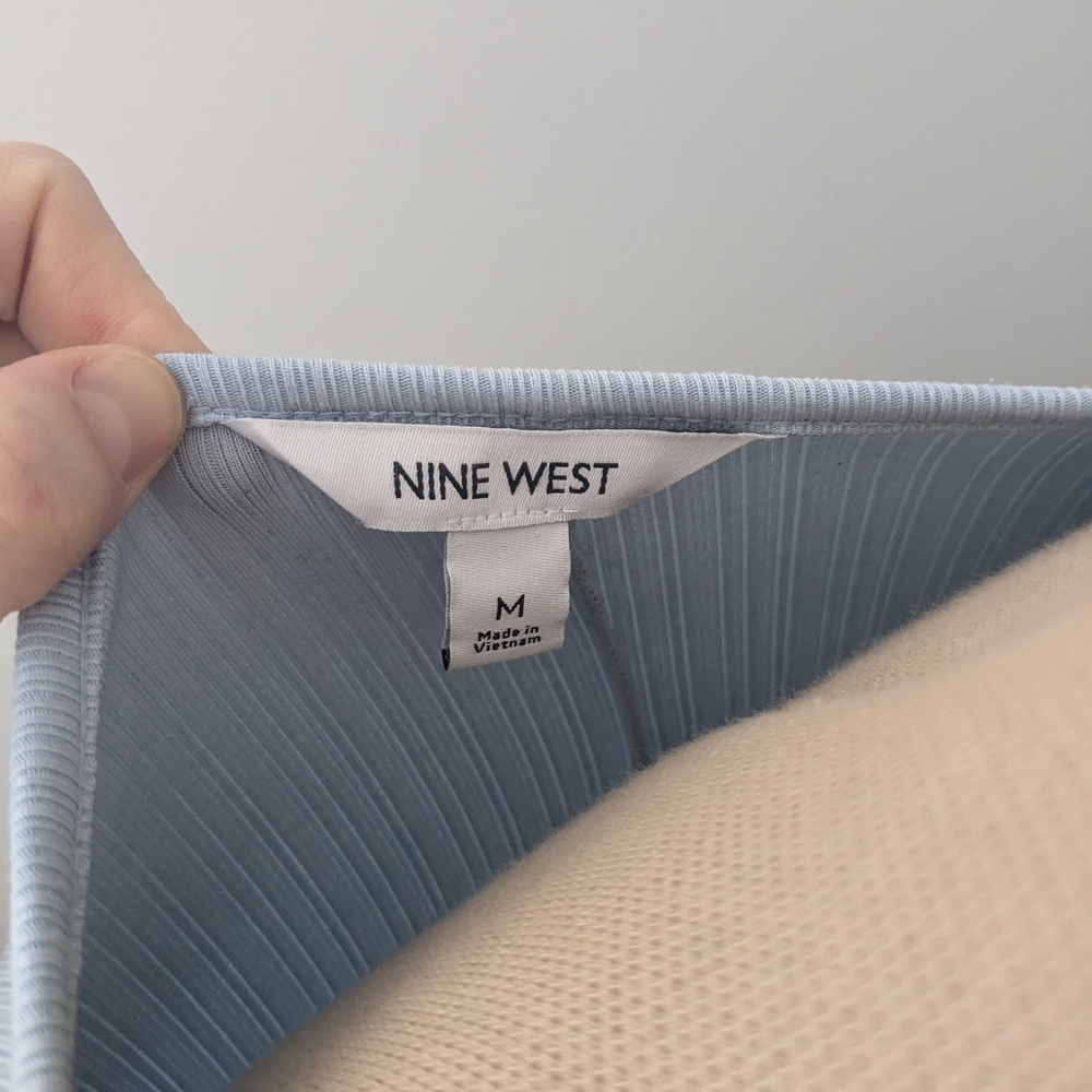 Nine West Light Blue Ribbed Top - Picture 2 of 3